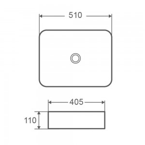 DFL2170100MB Flow square Раковина прямокутна 510х405х110 мм на стільницю, без переливу, чорна матова (1 сорт)