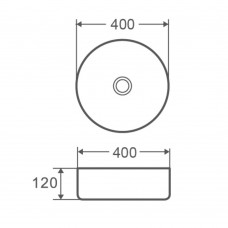 DFL3270100MB Flow Раковина кругла 400x120 мм на стільницю, без переливу, чорна матова (1 сорт)